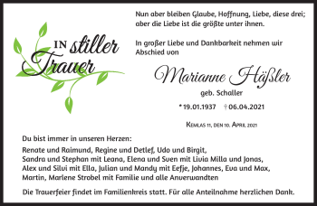 Traueranzeige von Marianne Häßler von Frankenpost