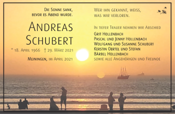 Traueranzeige von Andreas Schubert von Südthüringer Presse