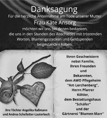 Traueranzeige von Käthe Ansorg von Südthüringer Presse