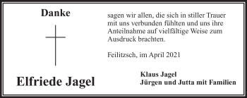 Traueranzeige von Elfriede Jagel von Frankenpost