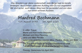 Traueranzeige von Manfred Bochmann von Neue Presse Coburg