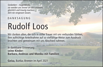 Traueranzeige von Rudolf Loos von Südthüringer Presse