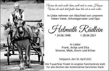 Traueranzeige von Helmuth Rädlein von Neue Presse Coburg