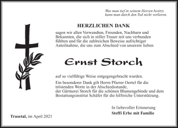 Traueranzeige von Ernst Storch von Südthüringer Presse