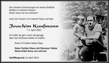 Traueranzeige von Joachim Kaufmann von Südthüringer Presse