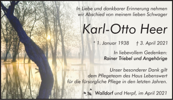 Traueranzeige von Karl-Otto Heer von Südthüringer Presse