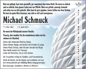 Traueranzeige von Michael Schmuck von Südthüringer Presse