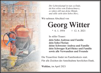 Traueranzeige von Georg Witter von Südthüringer Presse