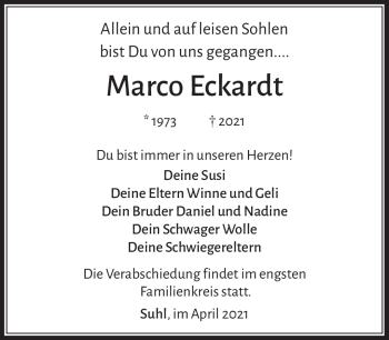 Traueranzeige von Marco Eckhardt von Südthüringer Presse