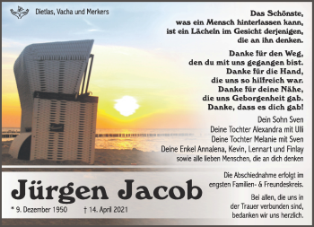 Traueranzeige von Jürgen Jacob von Südthüringer Presse