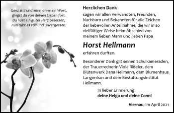 Traueranzeige von Horst Hellmann von Südthüringer Presse