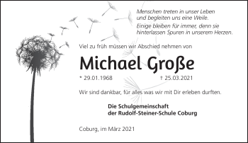 Traueranzeige von Michael Große von Neue Presse Coburg