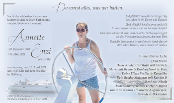 Traueranzeige von Annette Enzi von Südthüringer Presse