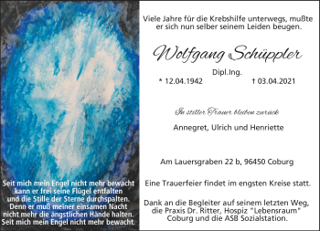 Traueranzeige von Wolfgang Schüppler von Neue Presse Coburg