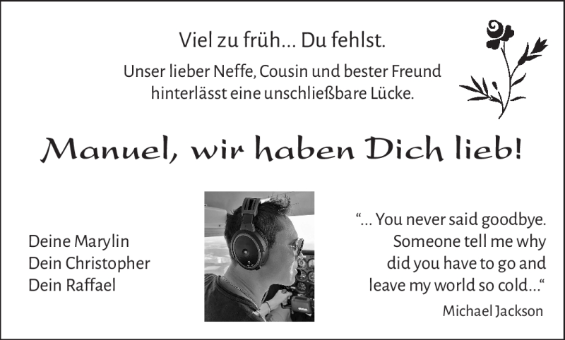  Traueranzeige für Manuel Albert vom 23.04.2021 aus Frankenpost