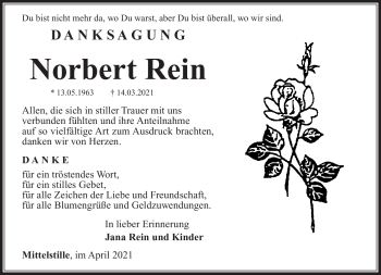 Traueranzeige von Norbert Rein von Südthüringer Presse