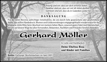 Traueranzeige von Gerhard Möller von Südthüringer Presse