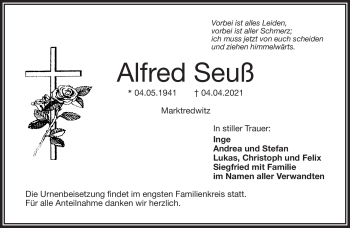 Traueranzeige von Alfred Seuß von Frankenpost