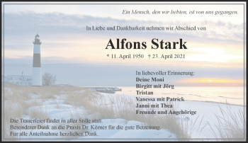 Traueranzeige von Alfons Stark von Frankenpost