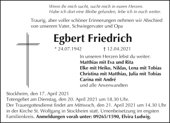 Traueranzeige von Egbert Friedrich von Neue Presse Coburg