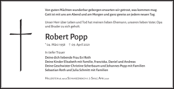 Traueranzeige von Robert Popp von Frankenpost