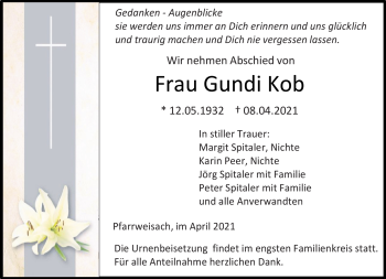Traueranzeige von Gundi Kob von Neue Presse Coburg