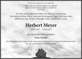 Traueranzeige von Herbert Meyer von Frankenpost