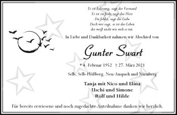Traueranzeige von Gunter Swart von Frankenpost