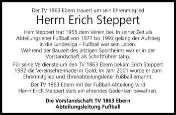 Traueranzeige von Erich Steppert von Neue Presse Coburg