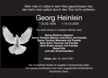 Traueranzeige von Georg Heinlein von Neue Presse Coburg
