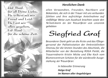 Traueranzeige von Siegfried Graf von Südthüringer Presse