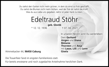Traueranzeige von Edeltraud Stöhr von Neue Presse Coburg