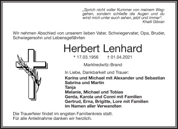 Traueranzeige von Herbert Lenard von Frankenpost