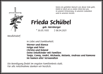 Traueranzeige von Frieda Schübel von Frankenpost