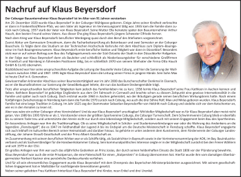Traueranzeige von Klaus Beyersdorf von Neue Presse Coburg
