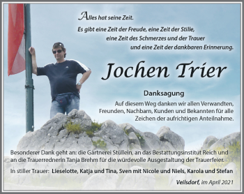 Traueranzeige von Jochen Trier von Südthüringer Presse