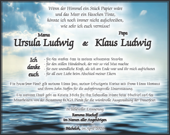 Traueranzeige von Ursula Ludwig von Südthüringer Presse