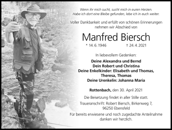 Traueranzeige von Manfred Biersch von Neue Presse Coburg