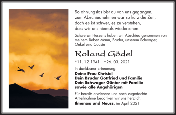 Traueranzeige von Roland Gödel von Südthüringer Presse