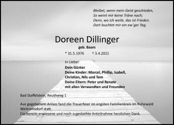 Traueranzeige von Doreen Dillinger von Neue Presse Coburg