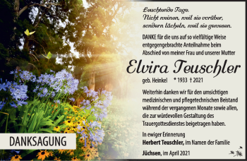 Traueranzeige von Elvira Teuschler von Südthüringer Presse