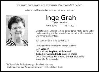 Traueranzeige von Inge Grah von Neue Presse Coburg