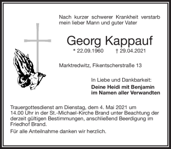 Traueranzeige von Georg Kappauf von Frankenpost