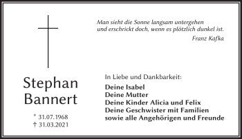 Traueranzeige von Stephan Bannert von Frankenpost