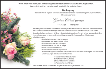 Traueranzeige von Gudrun Ullrich von Südthüringer Presse