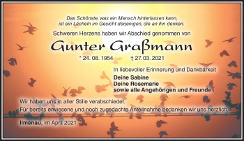 Traueranzeige von Gunter Graßmann von Südthüringer Presse