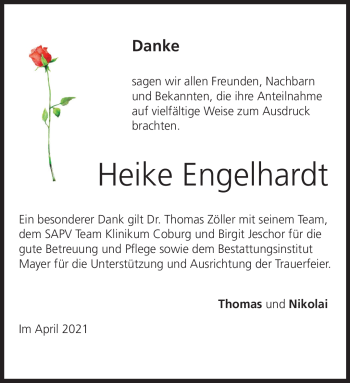 Traueranzeige von Heike Engelhardt von Neue Presse Coburg