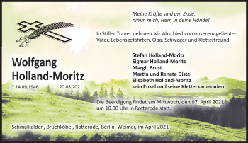 Traueranzeige von Holland-Moritz Wolfgang von Südthüringer Presse