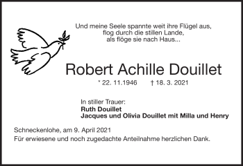 Traueranzeige von Robert Achille Douillet von Neue Presse Coburg