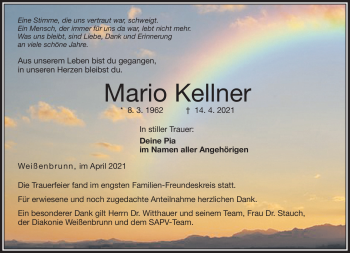 Traueranzeige von Mario Kellner von Neue Presse Coburg